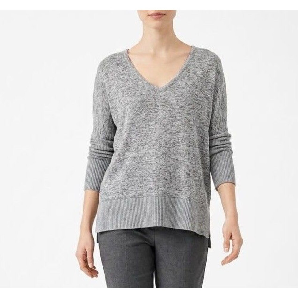 Olivia Rae Women’s Sweater Size L Knit Pullover Gray Heather Ribbed Sleeve